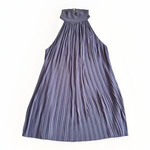 Naked Zebra Elegant Dress Size M Pleated High Neck Classy Back Zip